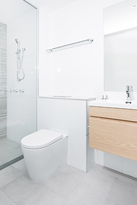 A complete modular bathroom prebuilt in the factory